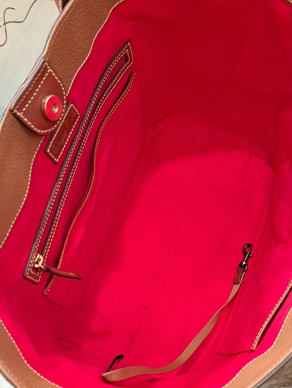 Dooney & Bourke Pebble Leather Tote in Cognac with Dark Brown Handles - Picture 5 of 11